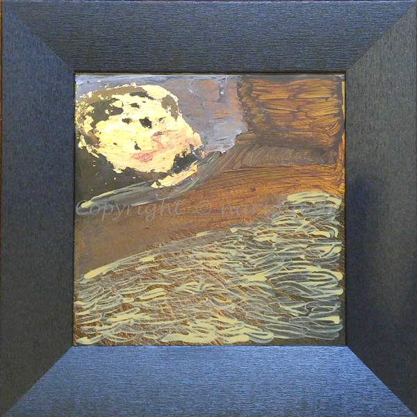 045 - Rücklings - 2019/11 - Original: Acryl und Blattgold auf Fotodruck im Holzrahmen - ca. 15 x 15 cm